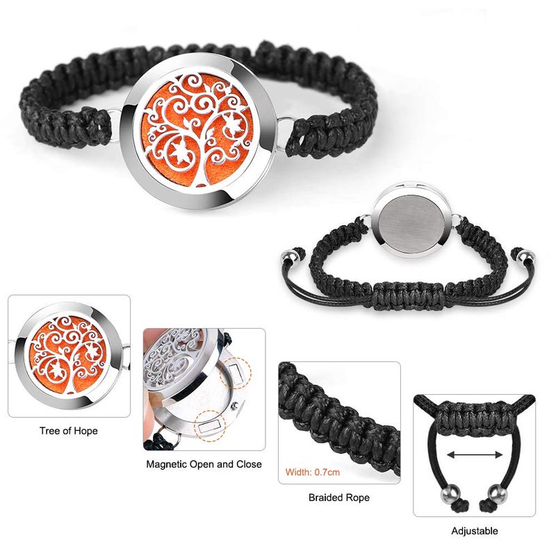 ttstar Essential Oil Diffuser Bracelet Set - Stainless Steel Aromatherapy Locket with Adjustable Band, Includes 12pcs Refill Pads Gift for Women - Image 3